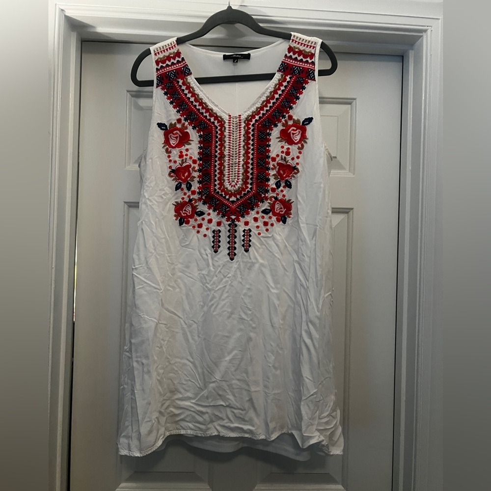 GUC Andree white shift dress.